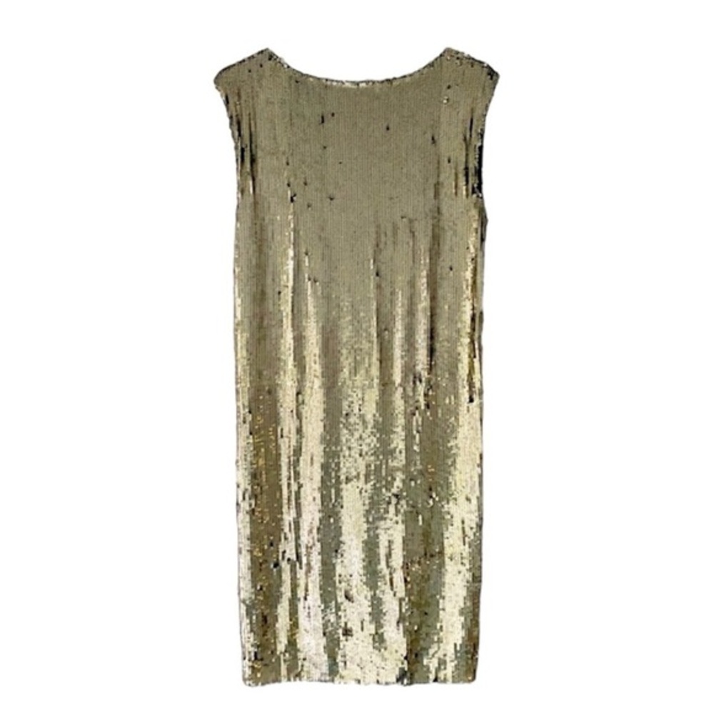 NWT Alice + Olivia Gold Sequin Sleeveless Shift Dress Party Cocktail Y2K Small - Picture 3 of 9